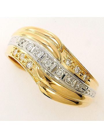Unbranded Platinum (PT) and yellow gold (YG) ring with a 0.13ct diamond, total weight 5.1g. Jewelry. (view 1)