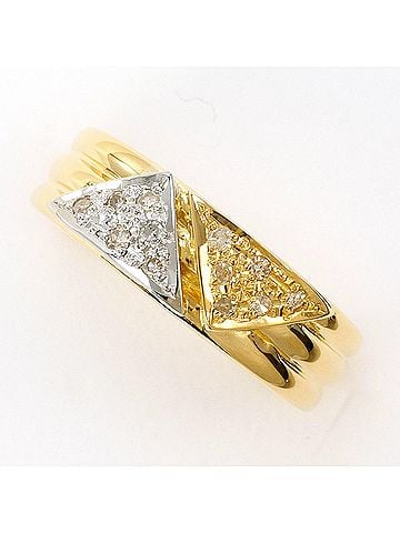 Unbranded PT900 Platinum 18K YG Yellow Gold Ring with Diamond (carat weight not stamped), Total Weight 3.5g, Jewelry (view 1)