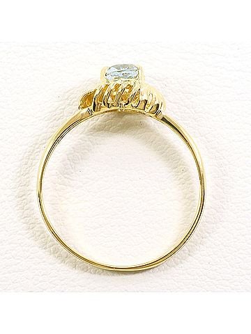 Unbranded 18K (18-karat) Yellow Gold Ring with Aquamarine, Total Weight 1.6g, Jewelry (view 2)