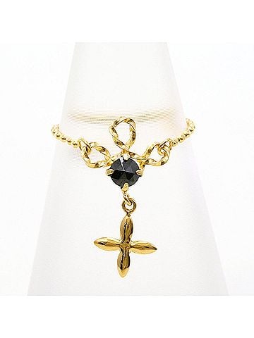 Unbranded 18K (18-karat) Yellow Gold Ring with Onyx, Total Weight 0.5g, Jewelry (view 1)