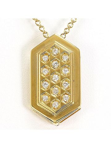 Unbranded 18K (18-karat) Yellow Gold Necklace with 0.19ct Diamond, Total Weight 6.4g, 40cm Length, Jewelry (view 1)