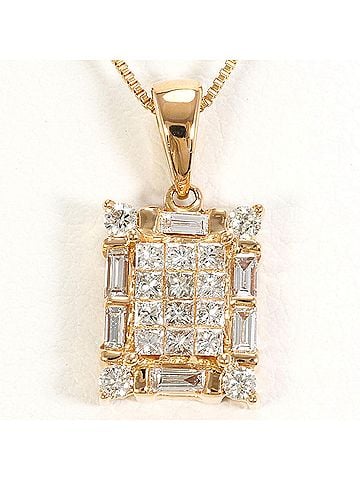 Unbranded 18K (18-karat gold) Pink Gold Necklace with 0.50ct Diamond, Total Weight 3.4g, 45cm Length, Jewelry (view 1)