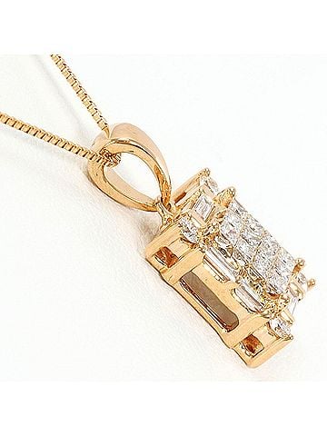 Unbranded 18K (18-karat gold) Pink Gold Necklace with 0.50ct Diamond, Total Weight 3.4g, 45cm Length, Jewelry (view 2)