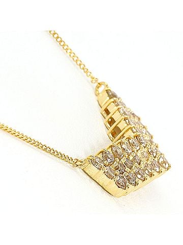 Unbranded 18K (18-karat) Yellow Gold Necklace with Brown Diamond 1.00ct, Total Weight 2.9g, 42cm, Jewelry (view 2)
