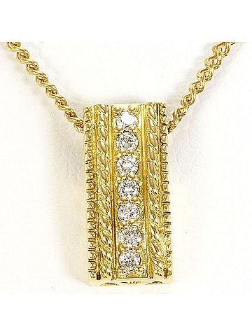 Unbranded 18K (18-karat) Yellow Gold Necklace with 0.10ct Diamond, Total Weight 5.0g, 40cm Length, Jewelry (view 1)