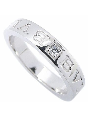 Bvlgari BVLGARI Bulgari Double Logo Ring, 1P Diamond, 18K White Gold, Men's, 295540 (view 1)