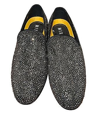Mix No. 6 Black Crystal-Studded Slip-On Loafers Flats (view 1)