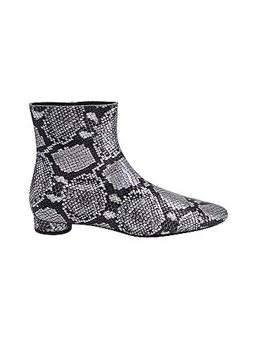 Balenciaga Balenciaga Oval Block-Heel Snakeskin-Embossed Ankle Boots in Silver Leather  (view 1)