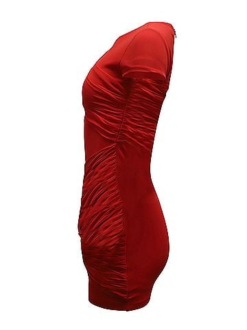 Alice + Olivia Alice + Olivia Draped Detail Dress in Red Acetate (view 2)