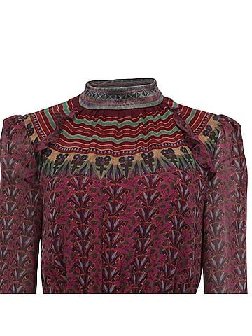 Saloni Saloni Jacqui B Belted Chiffon Dress in Burgundy Silk (view 2)