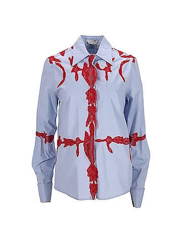 Givenchy Givenchy Lace-Applique Long Sleeve Shirt in Light Blue Cotton (view 1)
