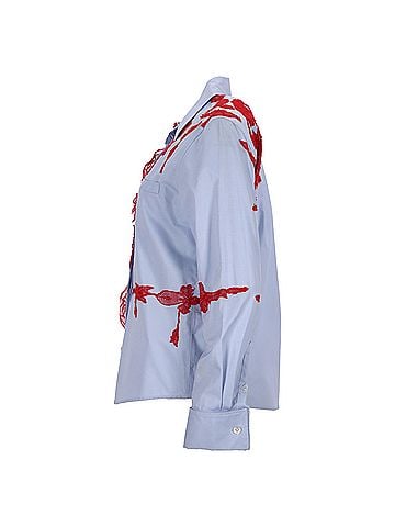 Givenchy Givenchy Lace-Applique Long Sleeve Shirt in Light Blue Cotton (view 2)