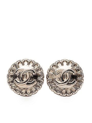 Chanel CC Silver Plated Clip on Earrings (view 1)