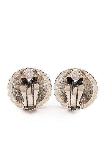 Chanel CC Silver Plated Clip on Earrings (view 2)
