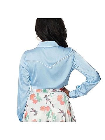 Unique Vintage Unique Vintage X Looney Tunes Satin Snap Western Shirt  Long Sleeve Top (view 2)