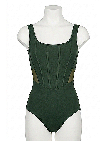 Bloch Ladies Square Neck Tank Leotard in Hunter Green (view 1)