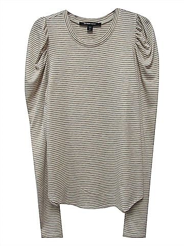 Fifteen Twenty Women's Shirred Sleeve Stripe Top in Grey (view 2)