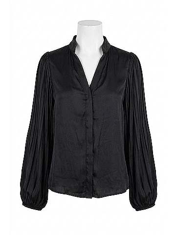 Love Token Lizzie Pleated Sleeve Blouse in Black (view 1)