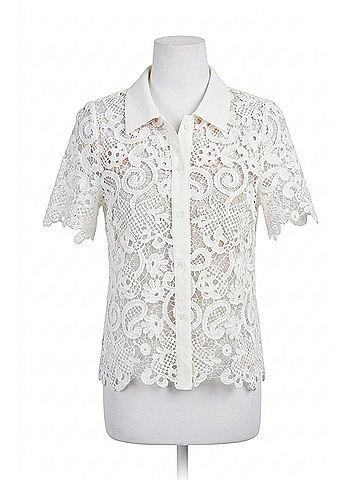 Love Token Ainsley Short Sleeve Lace Blouse in White (view 1)