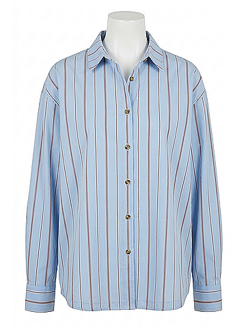 Barbour Saffron Striped Relaxed Shirt in Ice Blue Stripe (view 1)