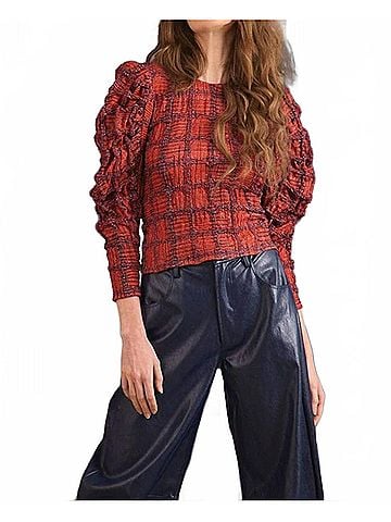 Hunter Bell Natalie Long Sleeve Top in Terracotta (view 2)