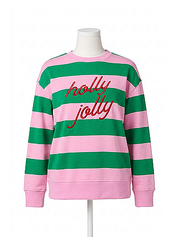 Shiraleah Holly Jolly Striped Classic Sweatshirt in Pink (view 1)