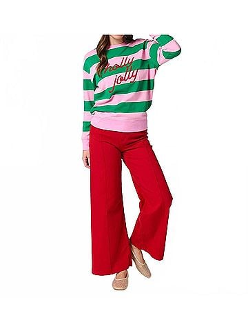 Shiraleah Holly Jolly Striped Classic Sweatshirt in Pink (view 2)