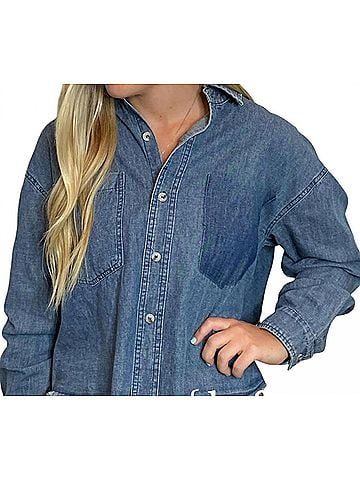 Kori America Shadow Pocket Button Up Shirt in Soft Denim (view 2)