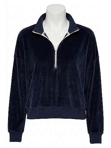 perfectwhitetee Kiva Velour Sweatshirt in Navy (view 1)