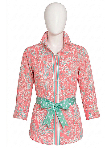 Gretchen Scott Designs Vintage Vines Boyfriend Shirt in Multi Pastels (view 1)