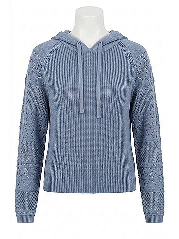 FDJ Ivy Crochet Sleeve Sweater in Indigo (view 1)