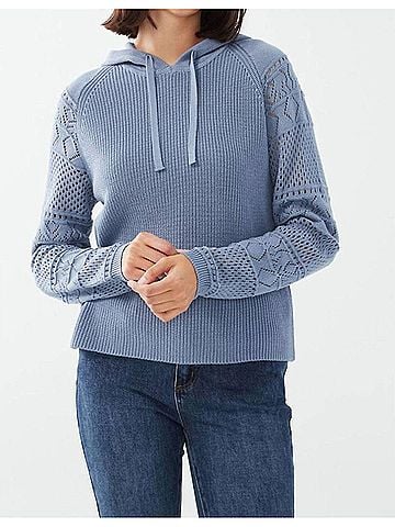 FDJ Ivy Crochet Sleeve Sweater in Indigo (view 2)
