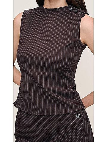DL1961 Tailored Pinstripe Top in Brown/Blue (view 2)