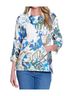 MULTIPLES Graphic White Drawstring Cowl Neck Print Top in Ivory Mix Size L - photo 2