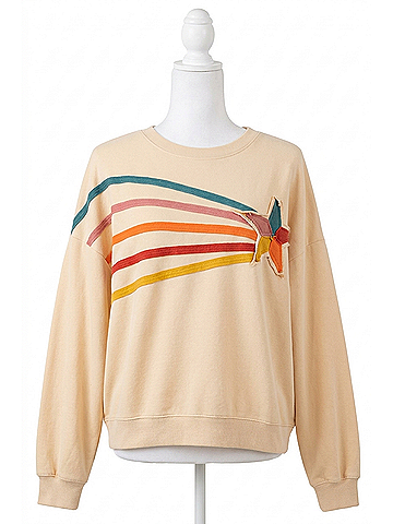 Easel Rising Star Patch Terry Knit Pullover in Khaki (view 1)