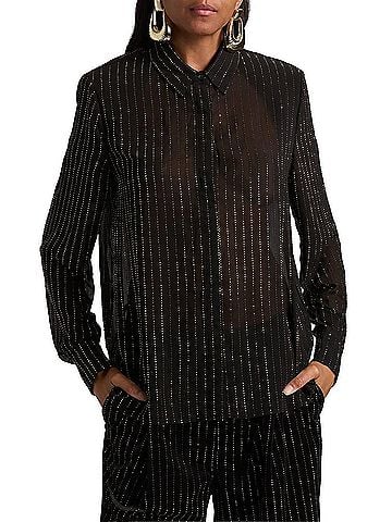 Ronny Kobo Lune Crystal Blouse in Black (view 2)
