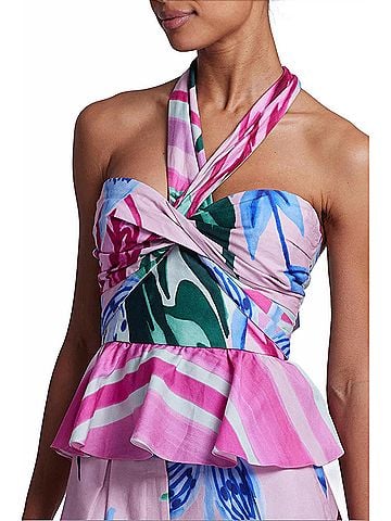 PatBO Nova Flora Halter Top in Pink (view 2)
