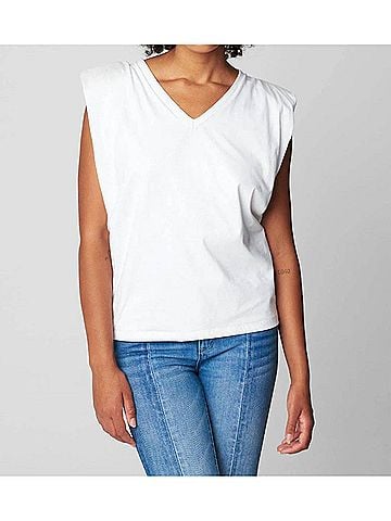 Blank NYC Shoulder Pad Tank Top in White (view 2)