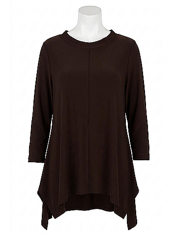 Sympli Flounce Top With Wide Funnel Collar in Chocolate (view 1)