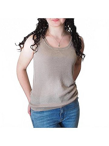 Kinross Women's Rib Tank Top in Flax (view 2)