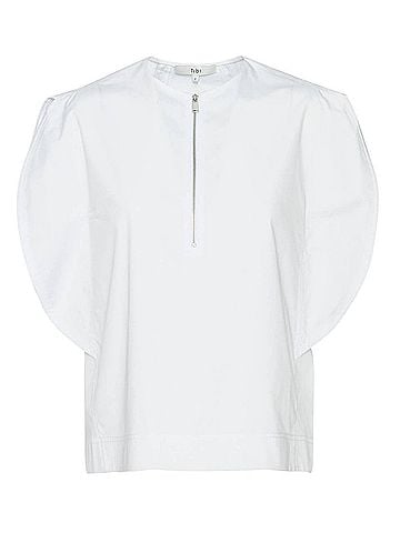 Tibi Eco Poplin Balloon Origami Top in White (view 1)