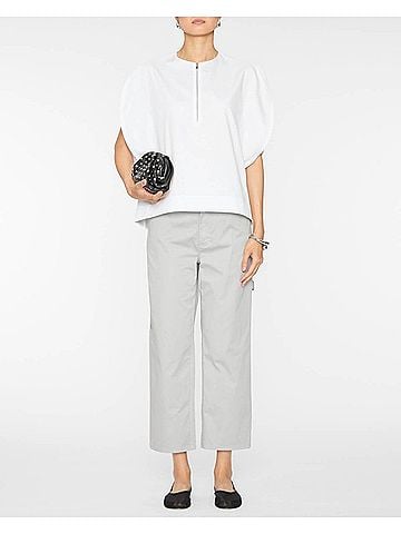 Tibi Eco Poplin Balloon Origami Top in White (view 2)