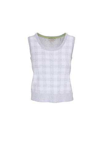 Kinross Women's Gingham Tank in Gris White (view 2)