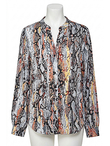 See and Be Seen Snakeskin Print Long Sleeve Shirt in Blue Multi (view 1)