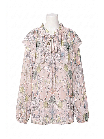 See By Chloé Women Pussy-Bow Ruffled Printed Crepe De Chine Top Blouse in Multi (view 1)