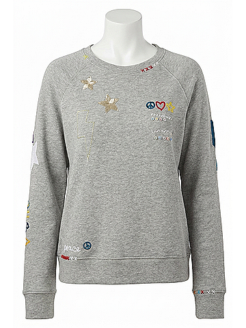 Chaser Peace Fleece Long Sleeve Pullover Top in Grey (view 1)