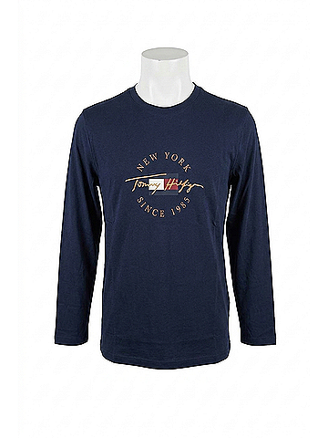 Tommy Hilfiger Long Sleeve Crew Neck Shirt in Dark Navy (view 1)