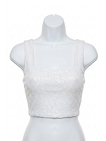 Commando Sequin Crop Top in White (view 1)