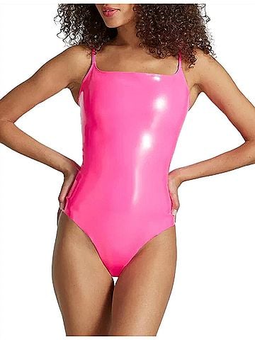 Commando Faux Patent Leather Cami Bodysuit in Neon Pink (view 2)