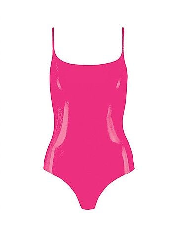 Commando Faux Patent Leather Cami Bodysuit in Neon Pink (view 1)
